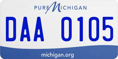 MI license plate DAA0105