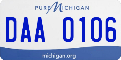 MI license plate DAA0106