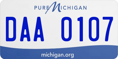 MI license plate DAA0107