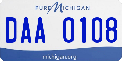 MI license plate DAA0108