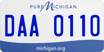 MI license plate DAA0110