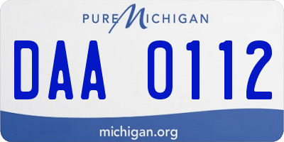 MI license plate DAA0112