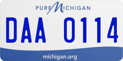 MI license plate DAA0114