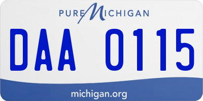 MI license plate DAA0115