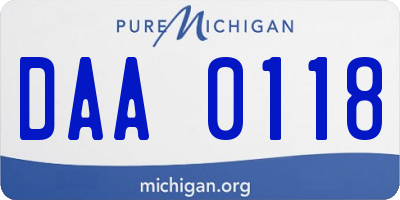 MI license plate DAA0118