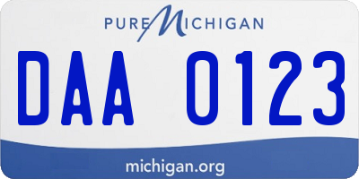 MI license plate DAA0123