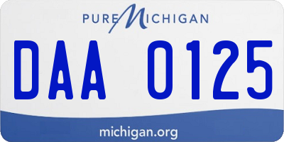 MI license plate DAA0125