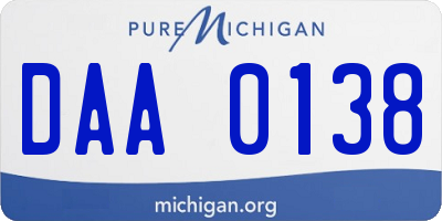 MI license plate DAA0138