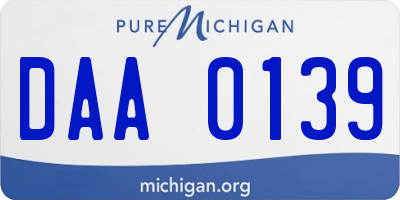 MI license plate DAA0139