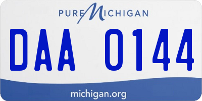 MI license plate DAA0144