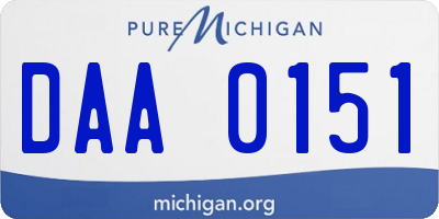 MI license plate DAA0151