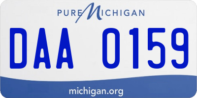 MI license plate DAA0159