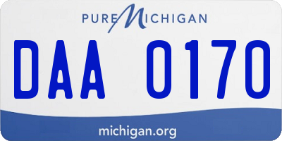 MI license plate DAA0170