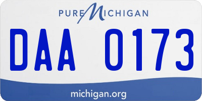 MI license plate DAA0173