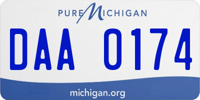 MI license plate DAA0174