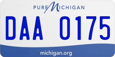 MI license plate DAA0175