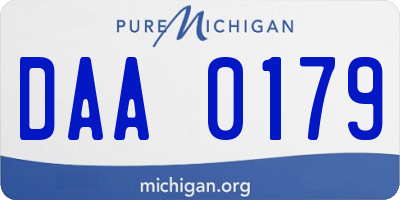 MI license plate DAA0179