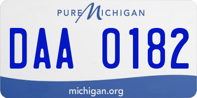 MI license plate DAA0182