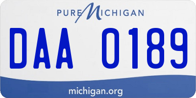 MI license plate DAA0189