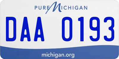 MI license plate DAA0193