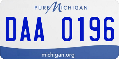 MI license plate DAA0196