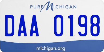 MI license plate DAA0198