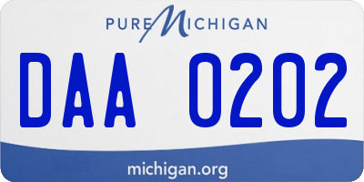 MI license plate DAA0202