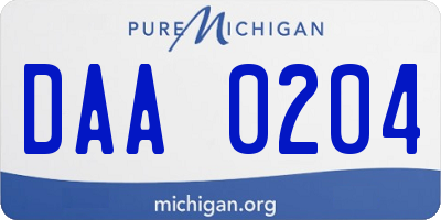 MI license plate DAA0204