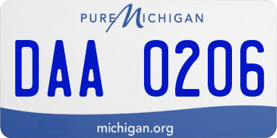 MI license plate DAA0206