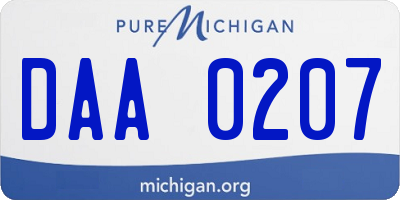 MI license plate DAA0207