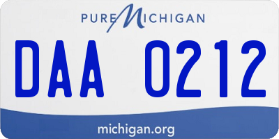 MI license plate DAA0212