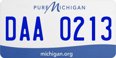 MI license plate DAA0213