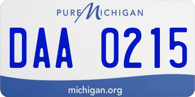 MI license plate DAA0215