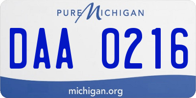 MI license plate DAA0216