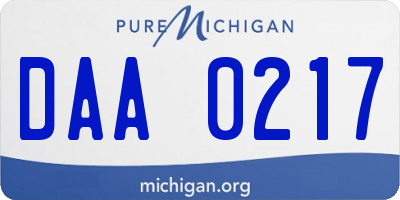 MI license plate DAA0217