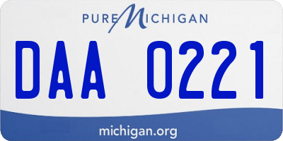 MI license plate DAA0221