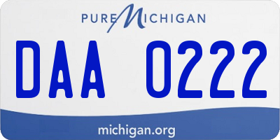 MI license plate DAA0222