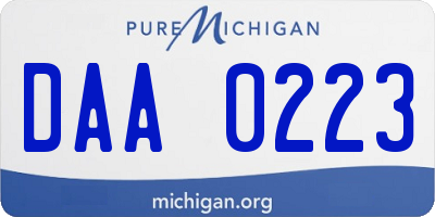 MI license plate DAA0223