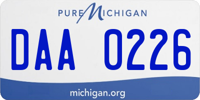 MI license plate DAA0226