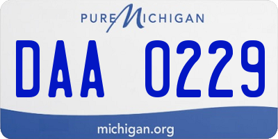 MI license plate DAA0229