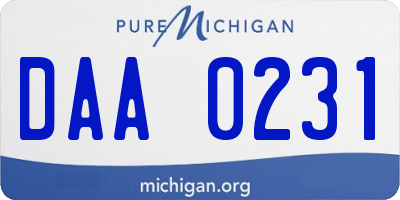 MI license plate DAA0231