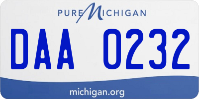 MI license plate DAA0232