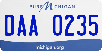 MI license plate DAA0235