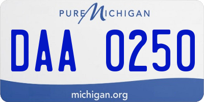 MI license plate DAA0250