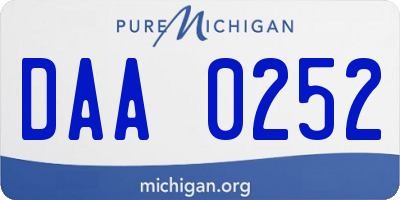MI license plate DAA0252