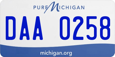 MI license plate DAA0258