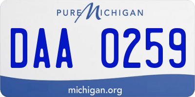 MI license plate DAA0259