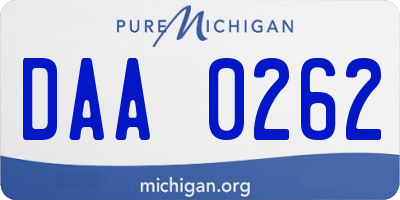 MI license plate DAA0262