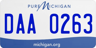 MI license plate DAA0263