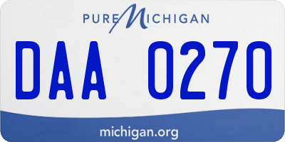 MI license plate DAA0270